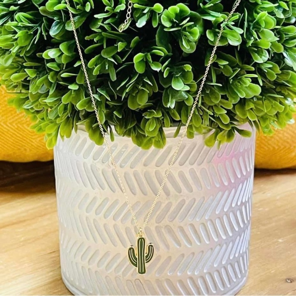 Green and gold cactus Necklace